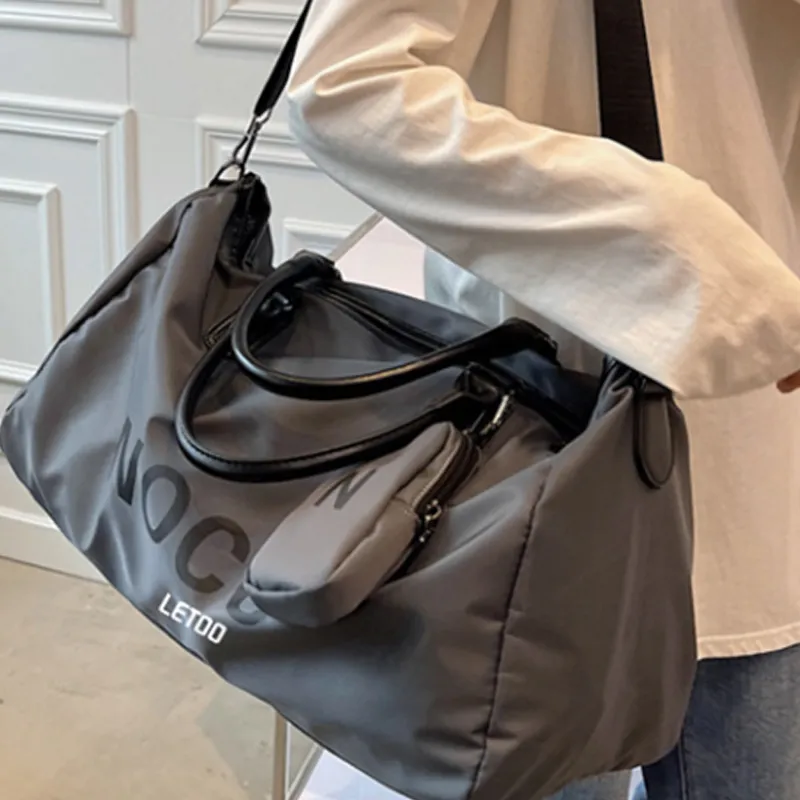 LETOO Polyester Women's Travel Bag Gym Bag Medium Size Unisex Gray/Black-2