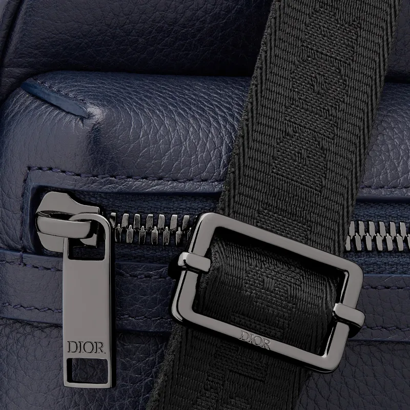 DIOR Cow Leather Crossbody Bag Shoulder Bag Mini Unisex Marine Blue-3