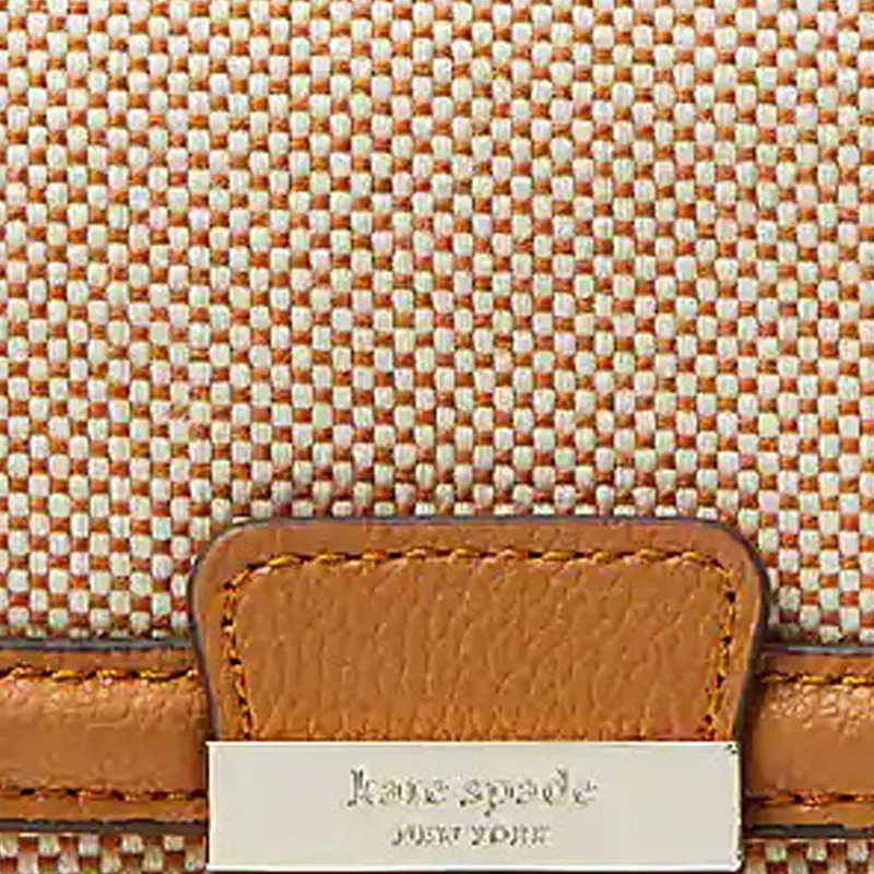 Kate Spade Voyage Fabric Bonded Split Cow Leather Shoulder Bag Crossbody Bag Women's Brown-4