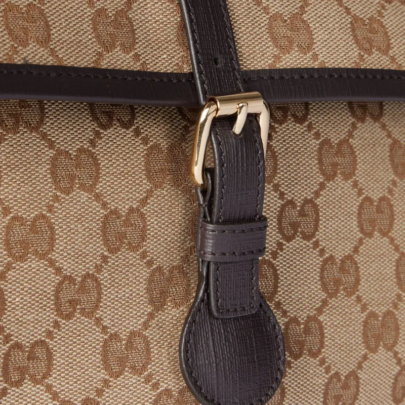 GUCCI Canvas Messenger Bag Crossbody Bag Shoulder Bag Kids' Beige & Dark Brown-5