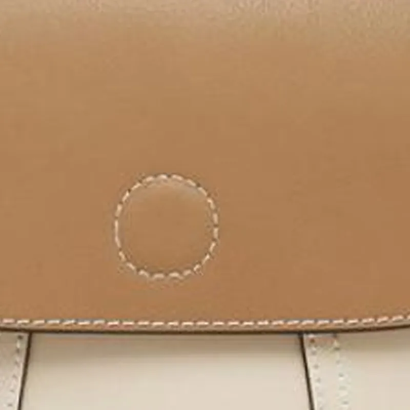 CNOLES Cow Leather Saddle Bag, Crossbody Bag, Shoulder Bag Trumpets Women's Apricot/Chocolate-3