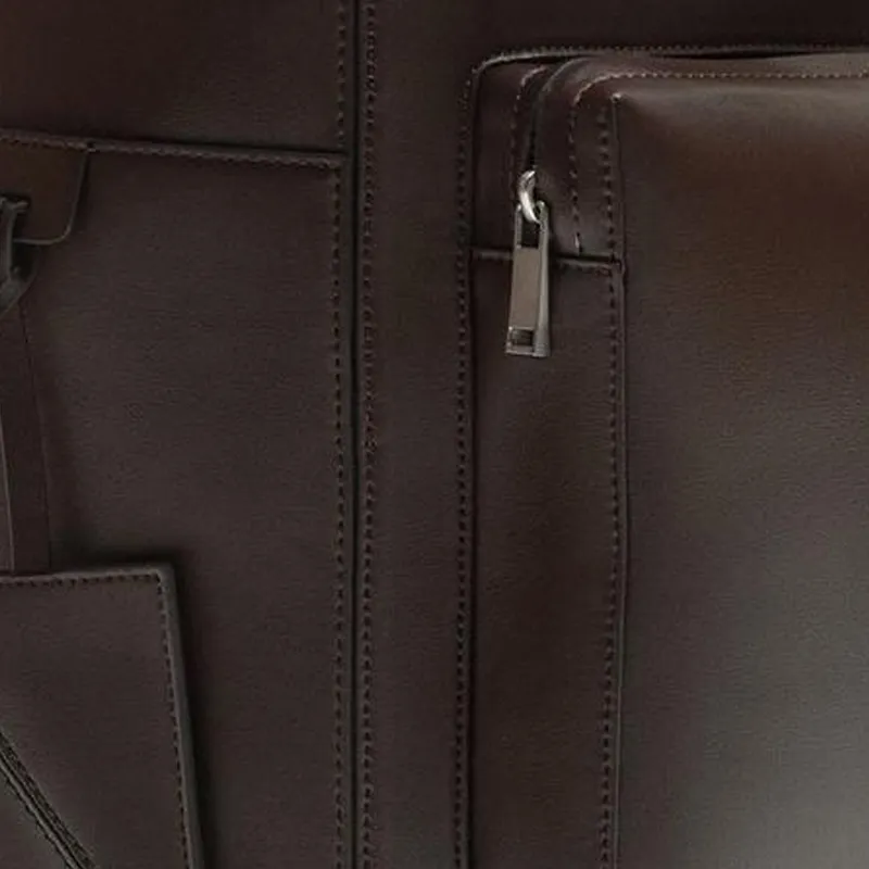 ZARA Polyurethane Backpack Large Size Men's Brown-4