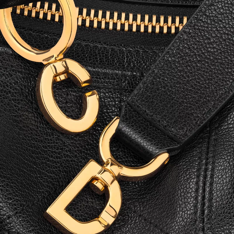 DIOR Goatskin Shoulder Bag Trumpets Women's Black-4