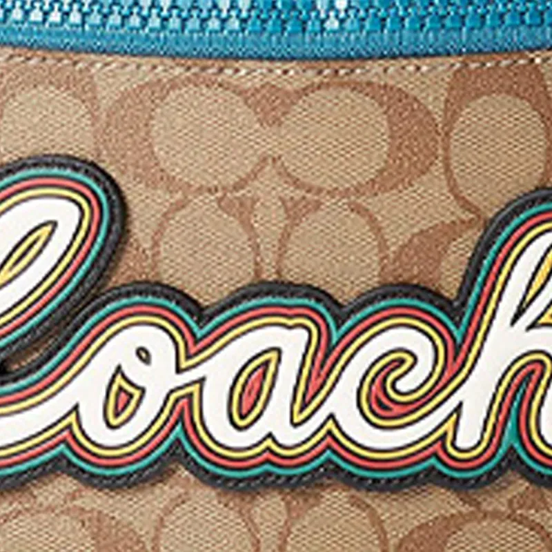 COACH Warren Monogram Canvas With Leather Waist Bag Chest Bag Regular Men's Khaki Monogram & Black-2