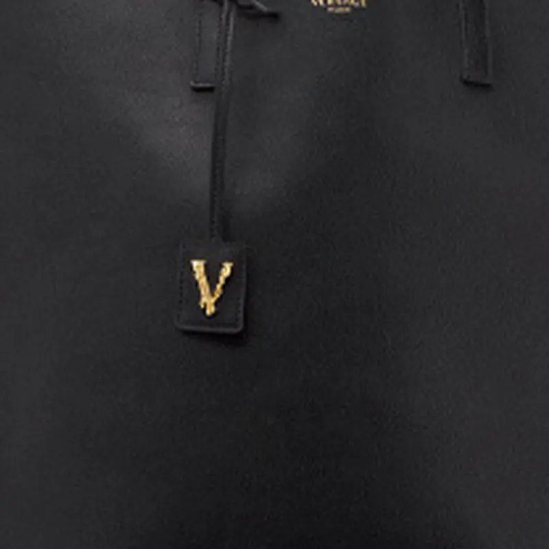 FANSIZHE Virtus Cow Leather Tote Bag Shopping Bag One Shoulder Handbag Men's Black-3