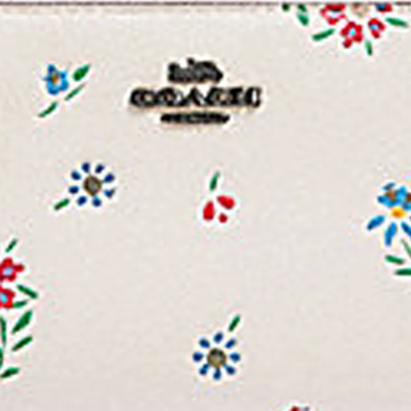 COACH Zip Around Leather Wallet Small Size Women's White-4
