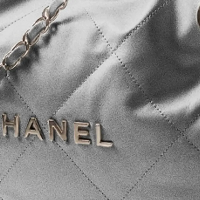 CHANEL 22Bag Smooth Finish Calfskin Tote Bag, Shopping Bag, Portable Crossbody Bag, Shoulder Bag Women's Silver-3