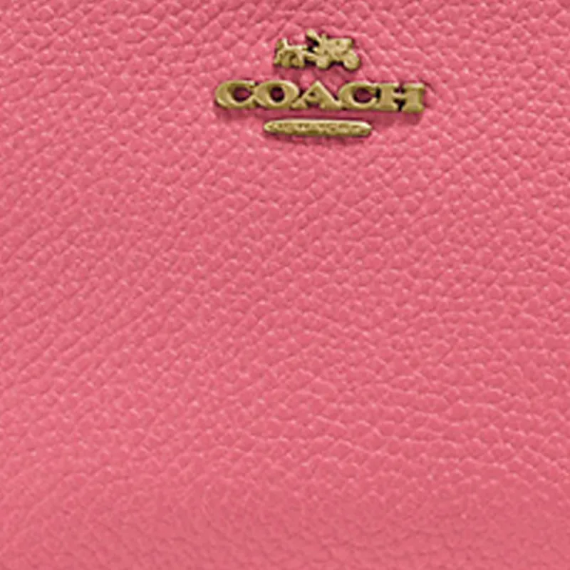 COACH Wristlet Leather Clutch Coin Pochette Wrist Bag Trumpets Women's Rose Red-3