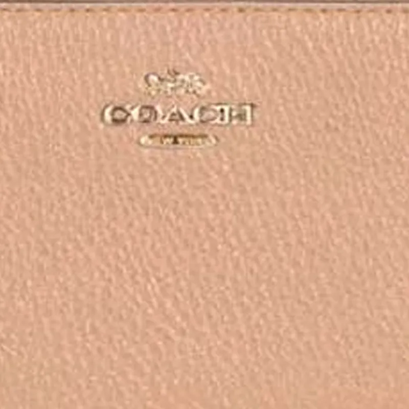 COACH Zip Around Leather Wallet Women's Light Brown-3