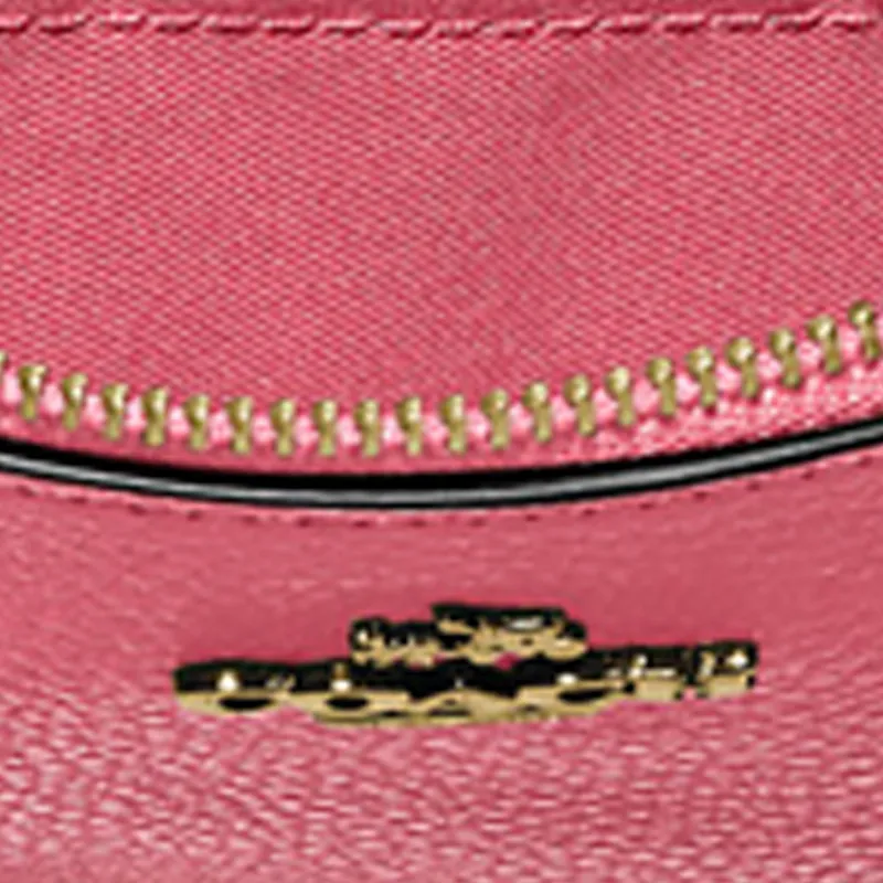 COACH Wristlet Leather Clutch Coin Pochette Wrist Bag Trumpets Women's Rose Red-4