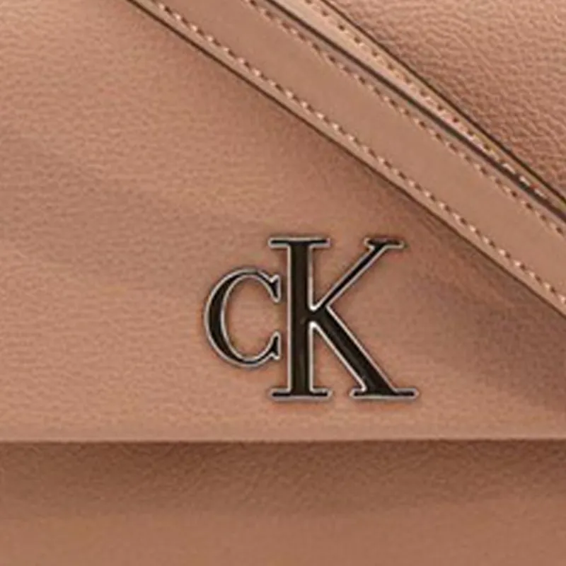 CALVIN KLEIN Polyurethane And Polyester Blend Shoulder Bag Crossbody Bag Women's Pink Brown-3