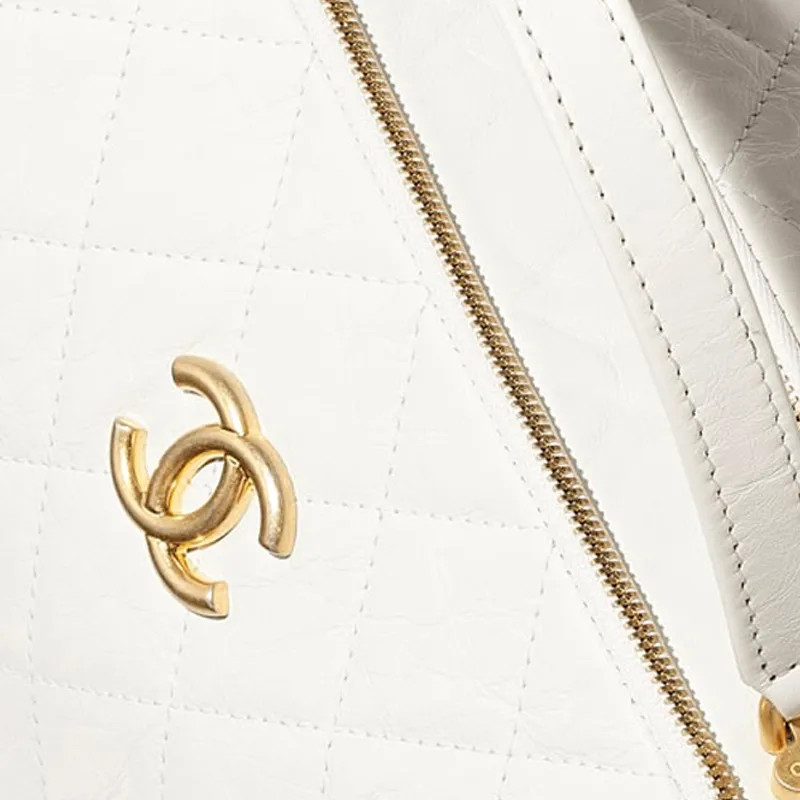 CHANEL Vintage Calfskin Bowling Bag, Doctor Bag, Shoulder Bag, Crossbody Bag, Handbag Women's White-4