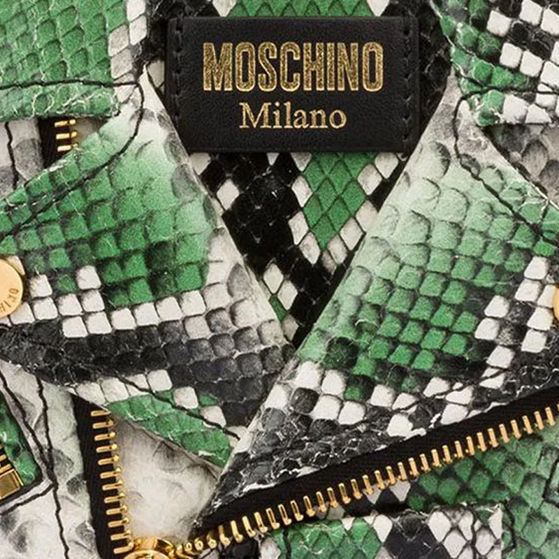 MOSCHINO Calfskin Portable Crossbody Bag, Shoulder Bag, Clutch Small Size Women's Green-3