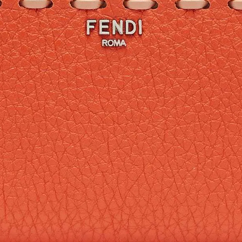 FENDI Peekaboo Leather Wallet Mini Women's Orange-3