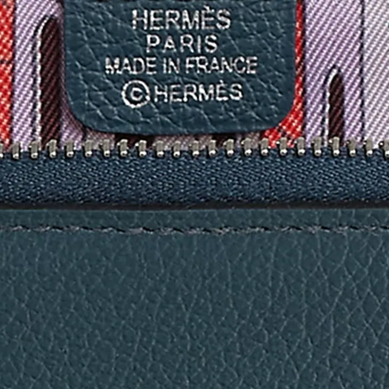 HERMES Silk'In Evercolor Calfskin Coin Purse Women's Prussian Blue & Orange-2