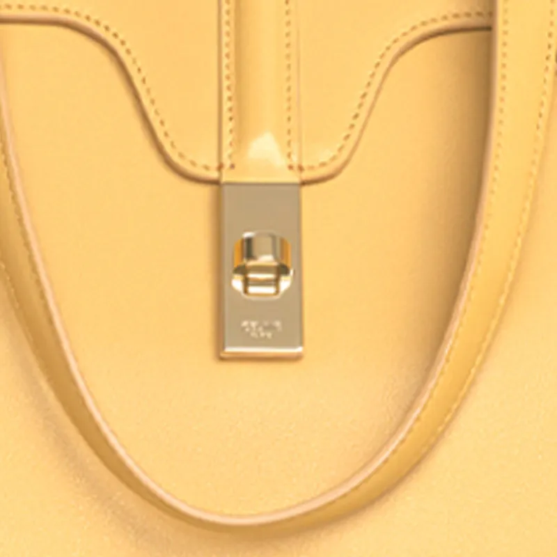 CELINE 16 Cow Leather Handbag Handbag Medium Size Women's Yellow-4