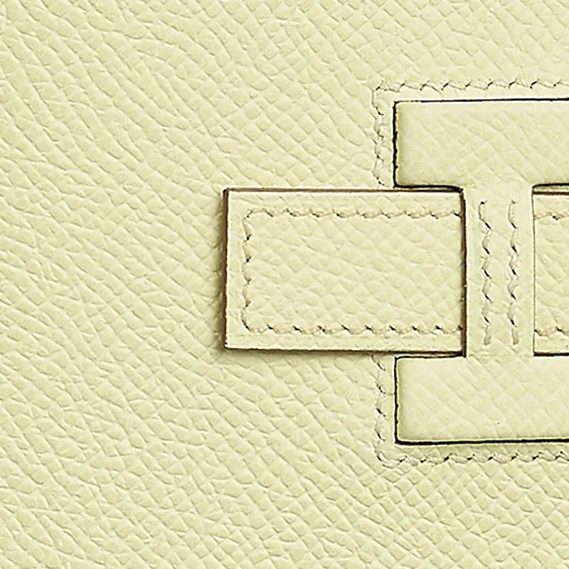 HERMES New H Passant Epsom Calfskin Wallet Women's Milton Yellow-2