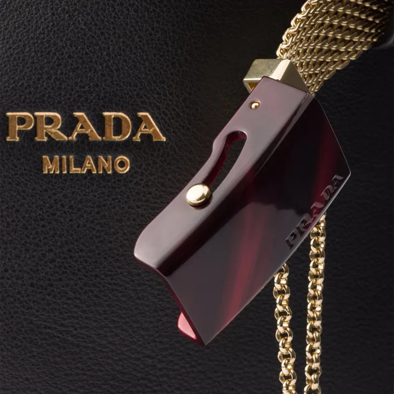 PRADA Cow Leather Shoulder Bag Women's Black-4