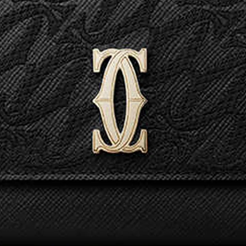 CARTIER C De Cartier Collection Cow Leather Wallet Mini Unisex Black-3
