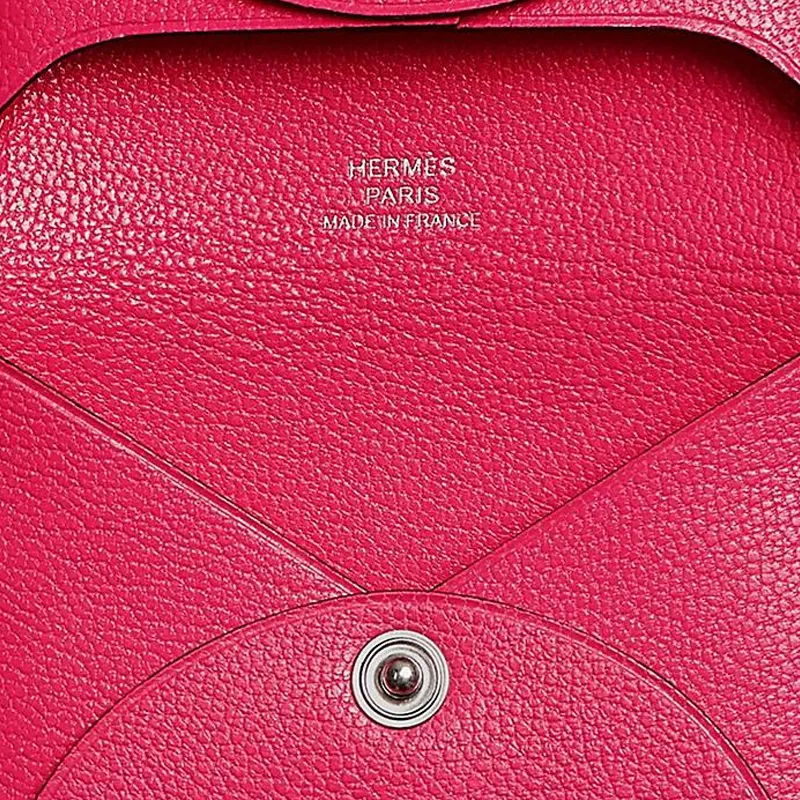 HERMES Bastia Chamkila Goat Skin Coin Purses Wallets Women's I6 Rose Extreme Extreme Pink-3