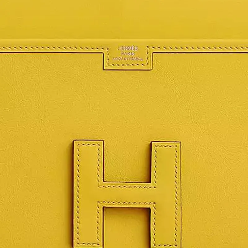 HERMES Jige Elan Swift Leather Clutch Women's 9O Jaune De Naples Naples Yellow-3