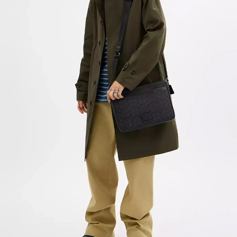 COACH DISTRICT Canvas Bag, Shoulder Bag, Crossbody Bag Tubas Men's Black-4