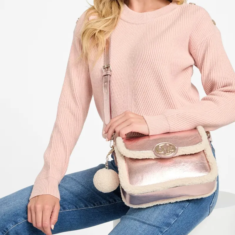 GUESS Artificial Leather Shoulder Bag Crossbody Bag Women's Rose Gold-4