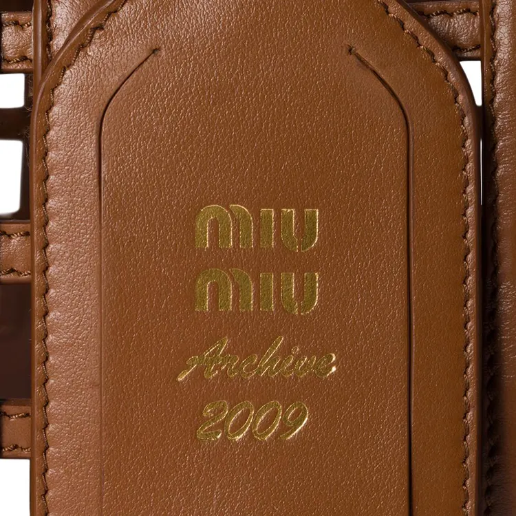 MIU MIU Cow Leather Handbag Women's Brown-5
