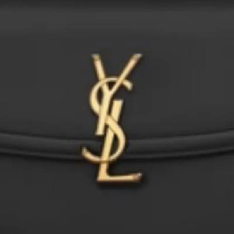 SAINT LAURENT SOLFERINO Cow Leather Shoulder Bag Medium Size Women's Black-6