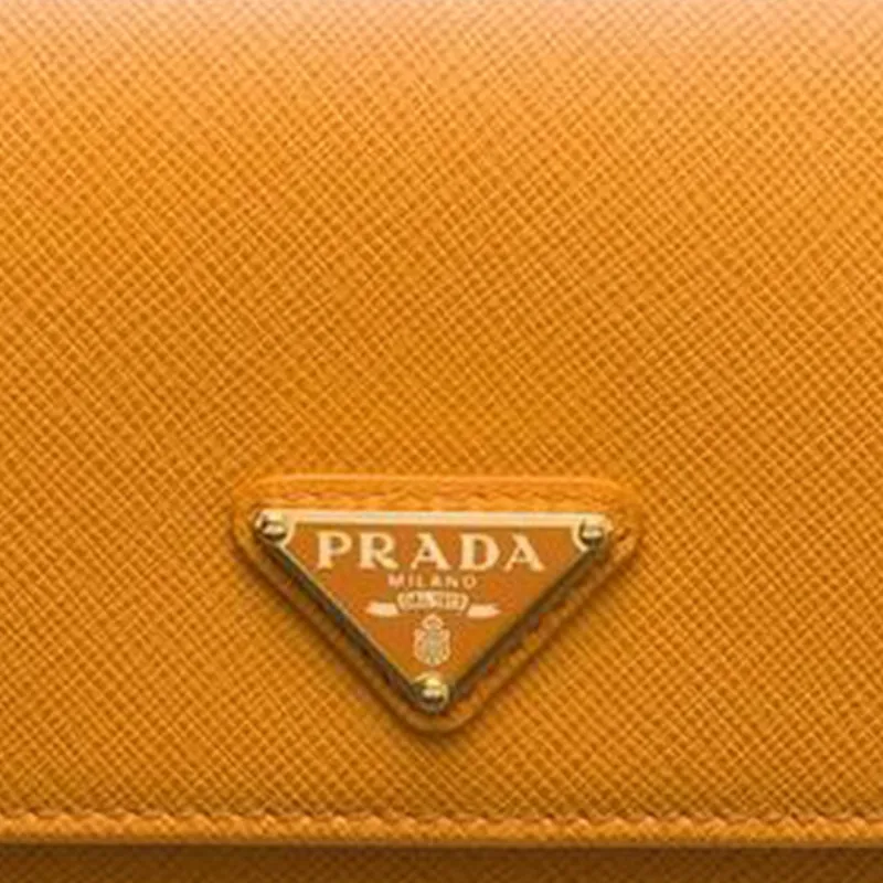 PRADA Saffiano Leather Wallet Large Size Women's Saffron-4