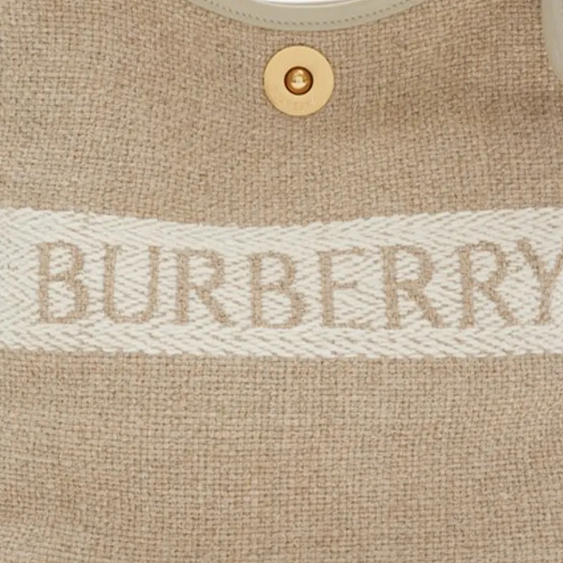Burberry Linen Shoulder Bag Small Size Women's Natural-3