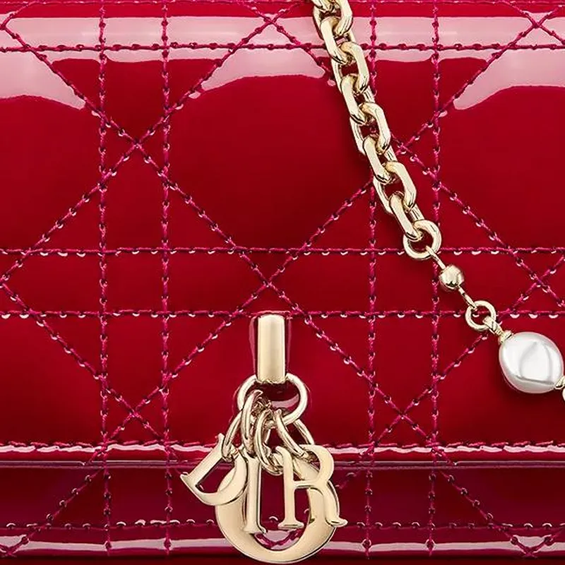 DIOR My Dior Calfskin Clutch, Crossbody Bag, Shoulder Bag Women's Red-5