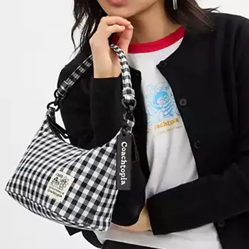 Coachtopia Loop Recycled PET Plastic Shoulder Bag, Crossbody Bag, Handbag Large Size Unisex Black & White-7