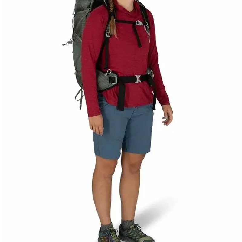 OSPREY Nylon Outdoor Hiking Bag Backpacks Regular Women's Gray & Burgundy-4