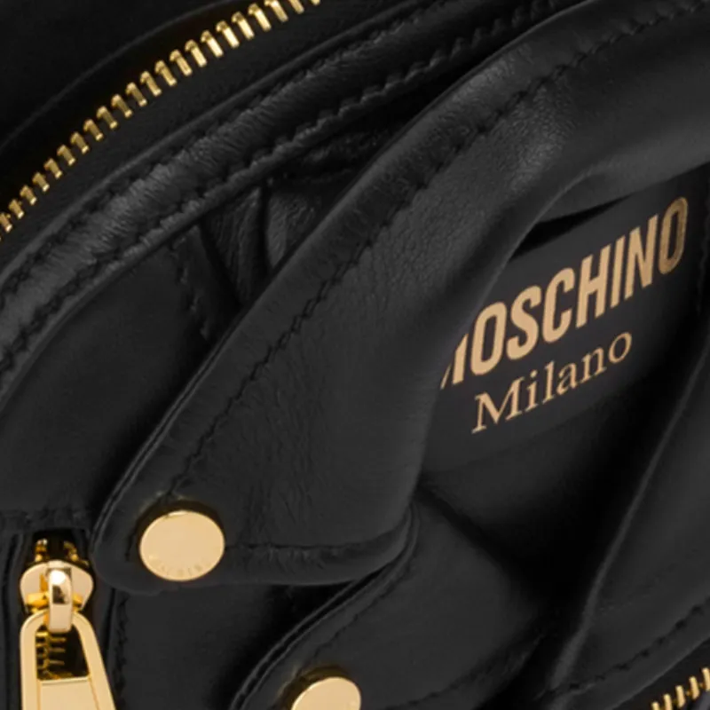 MOSCHINO Sheepskin Shoulder Bag Women's Black-4