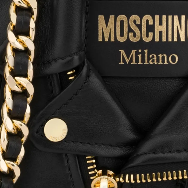 MOSCHINO Sheepskin Shoulder Bag Women's Black-3