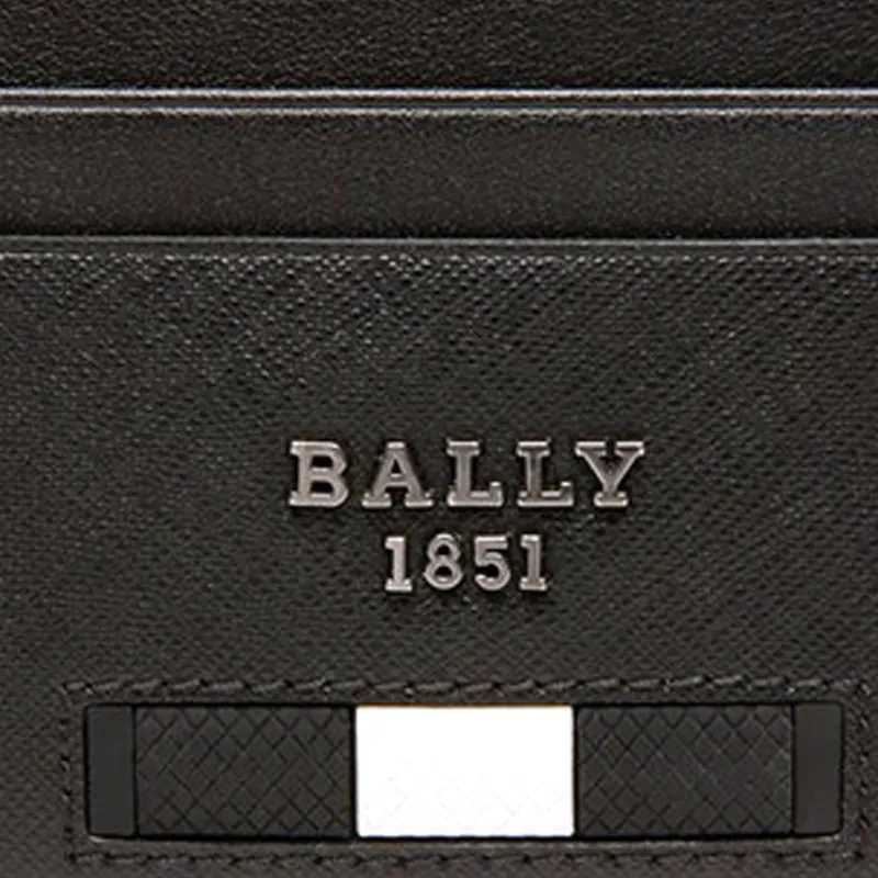BALLY Recycled Leather Wallet, Card Holder Men's Black-4