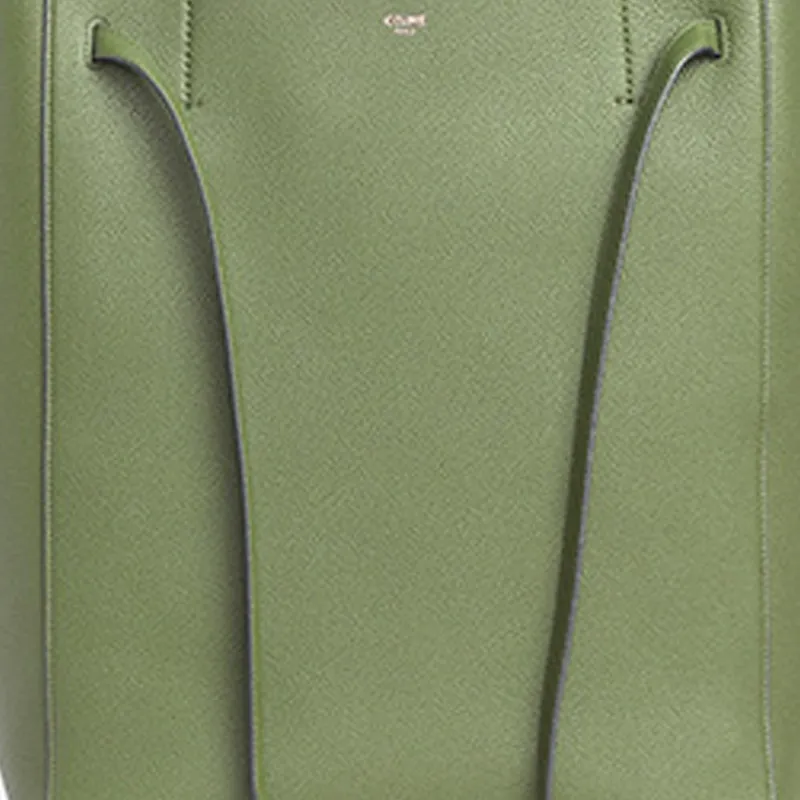 CELINE Grain Cow Leather Handbag Tote Bag Shoulder Bag Women's Light Khaki-4