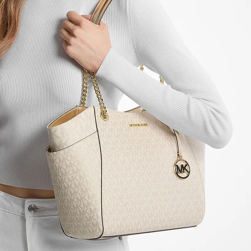 MICHAEL KORS Jet Set Coated Canvas Shoulder Bag Large Size Women's Rose Gold-4