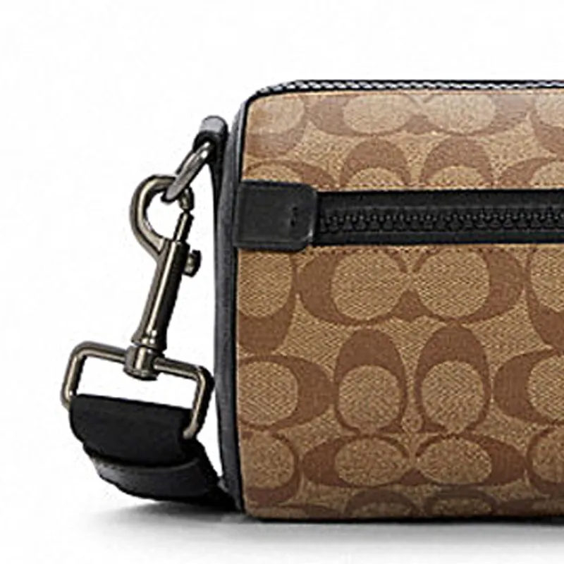 COACH Canvas Cylinder Bag Shoulder Bag Crossbody Bag Unisex Khaki Brown-2