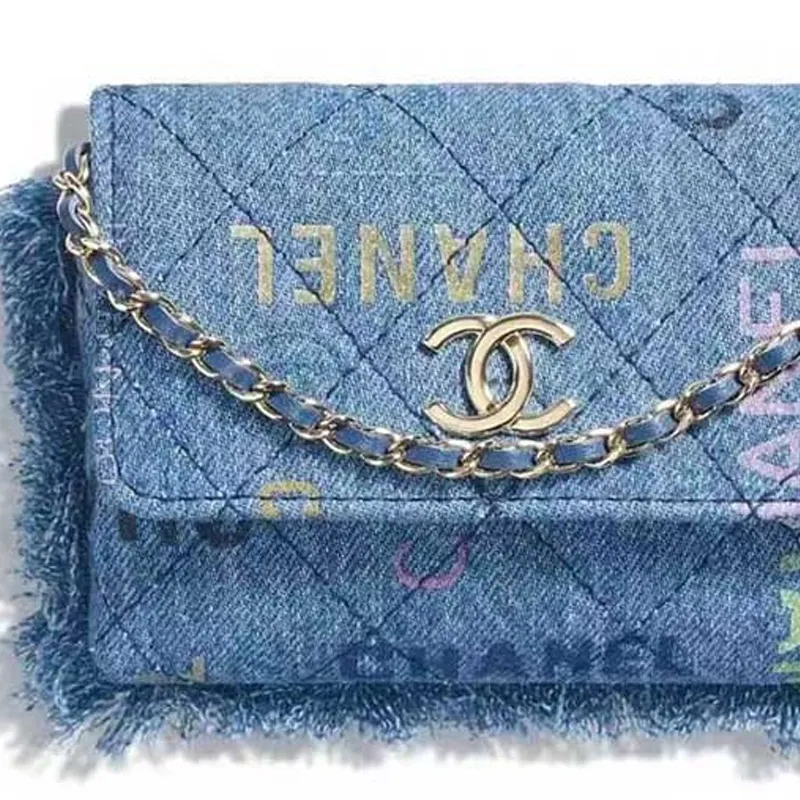 CHANEL Denim Clutch, Coin Purse, Card Holder Women's Blue-2