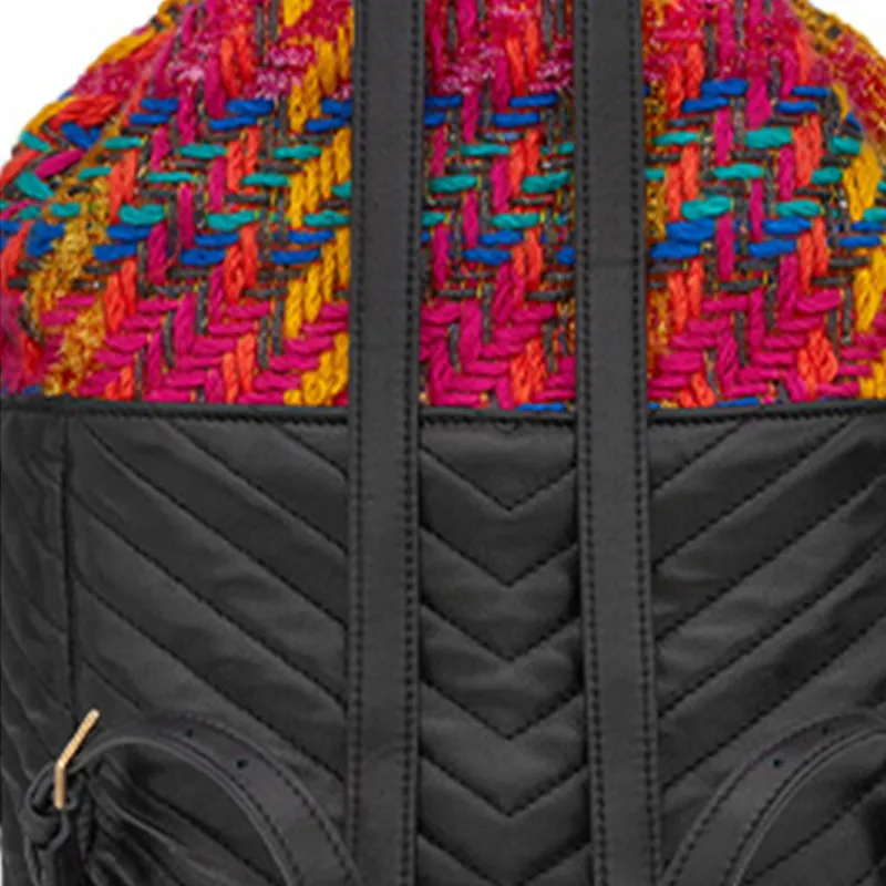 SAINT LAURENT Lambskin Backpack Women's Mixed Color/Black Red-4