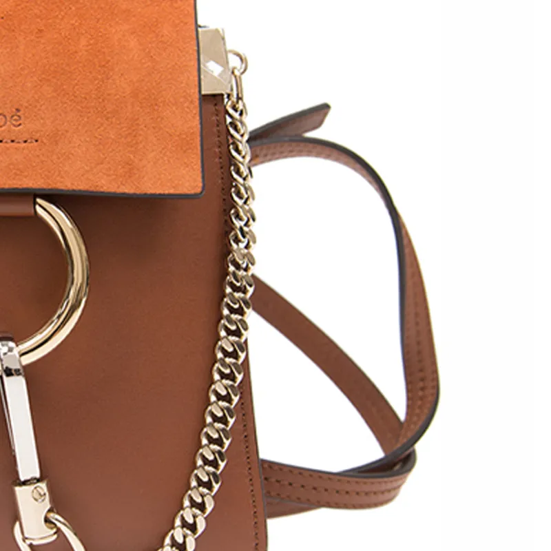 Chloe Faye Leather Shoulder Bag Small Size Women's Tobacco-4