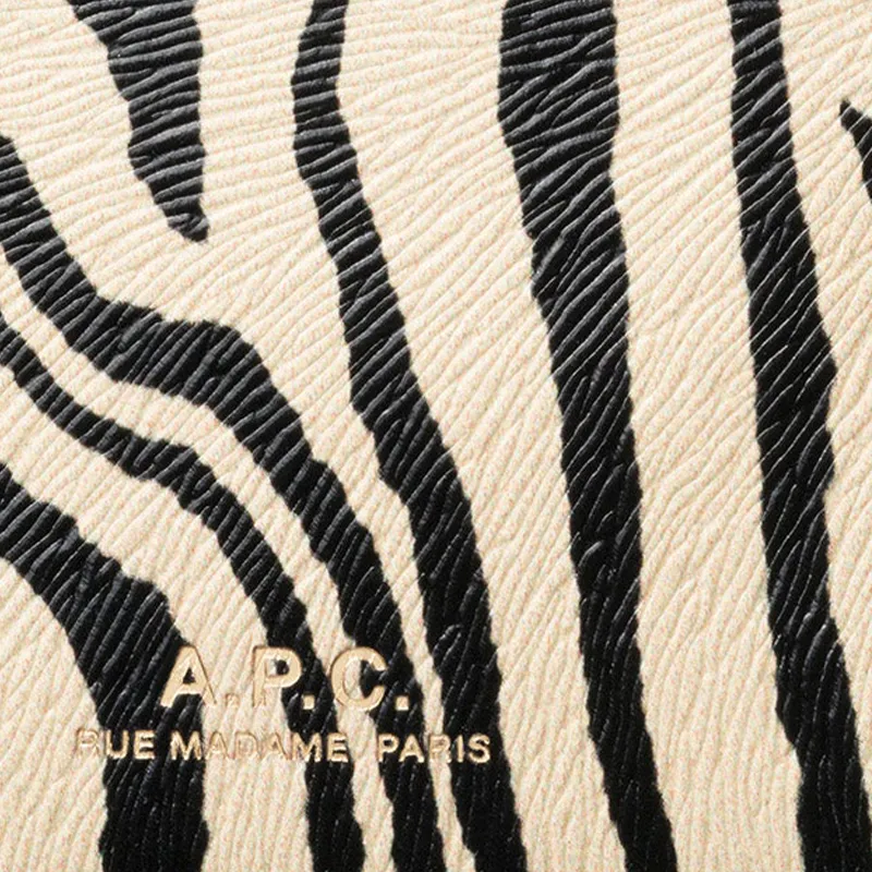A.P.C Cow Leather Card Holder Women's Black & Beige-4