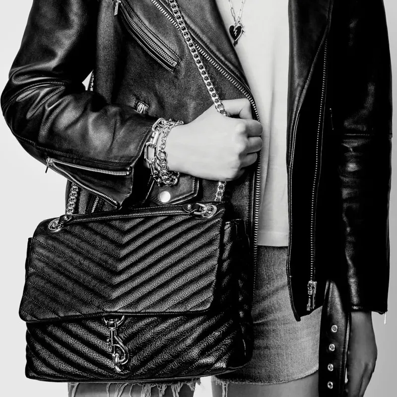 REBECCA MINKOFF Genuine Leather Crossbody Bag Shoulder Bag Women's Black-4