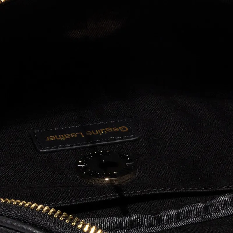 MOSCHINO Leather Shoulder Bag, Crossbody Bag, Fanny Pack Women's Black-3