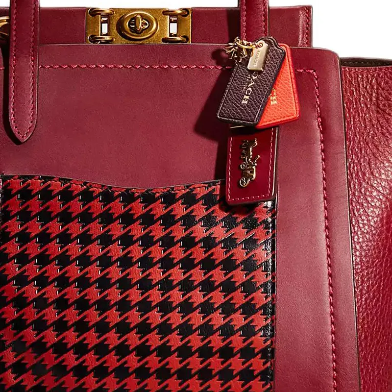 COACH Glove Tanned Leather Tote Bag Shopping Bag Shoulder Bag Handbag Medium Size Women's Deep Red-4