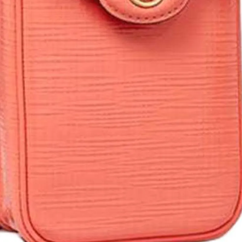 TORY BURCH Robinson Embossed Leather One Shoulder Crossbody Cell Phone Pouch Women's Coral Red-4