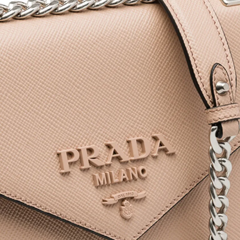 PRADA Calfskin Shoulder Bag Women's Light Pink-3