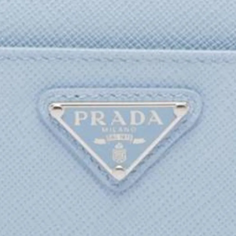 PRADA Saffiano Leather Key Pouch Women's Light Blue-4